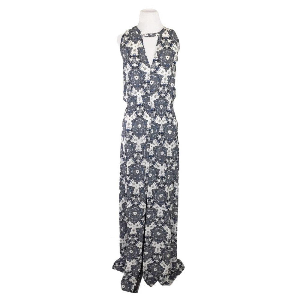 A.L.C. Silk Keyhole Printed Sleeveless Maxi Dress